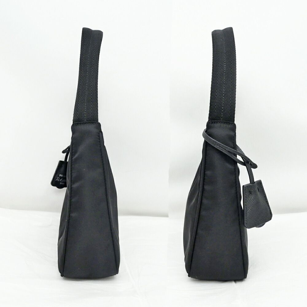 Prada Re-Nylon Black Silver Nylon Shoulder Bag — view 3