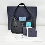 Prada Re-Nylon Black Silver Nylon Shoulder Bag — view 9