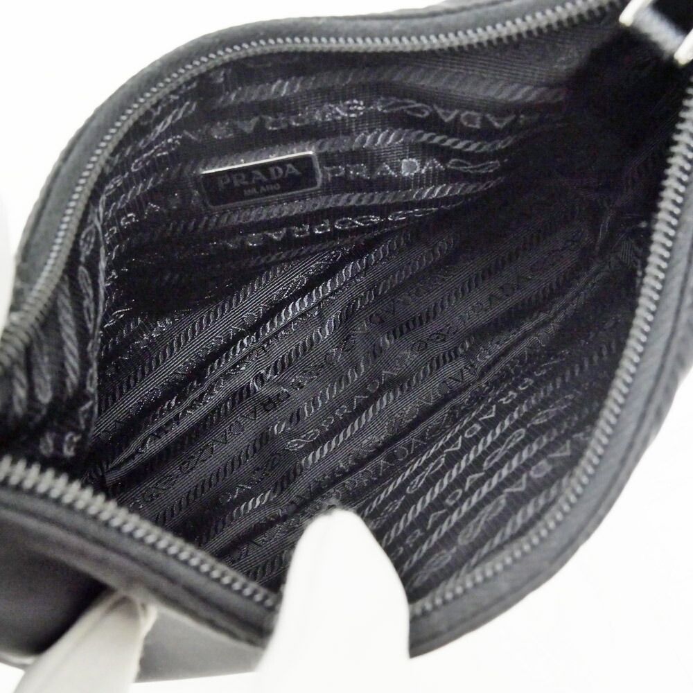 Prada Re-Nylon Black Silver Nylon Shoulder Bag — view 5