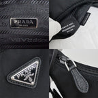 Prada Re-Nylon Black Silver Nylon Shoulder Bag — view 6