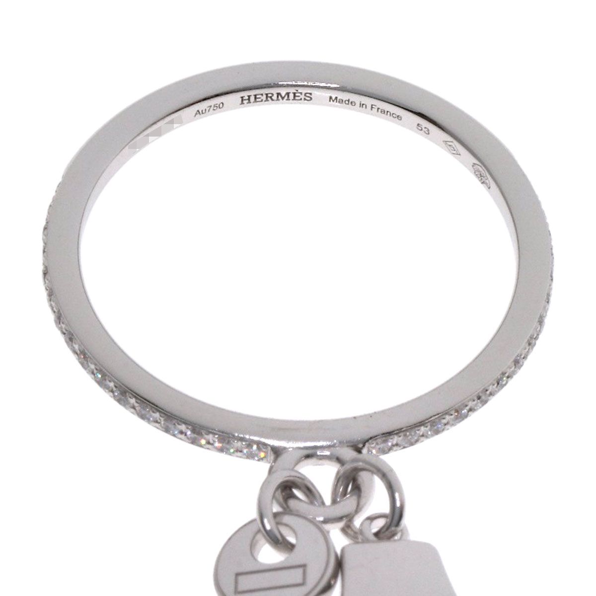 Hermes Kelly Clochette PM Diamond 53 Ring 18K White Gold — view 6