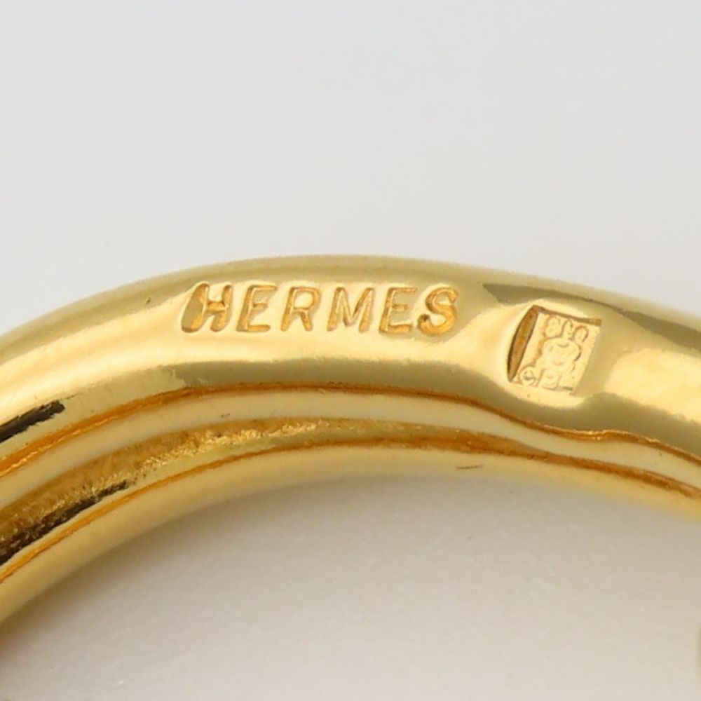 Hermes Scarf Ring Head Metal Gold Plated — view 2