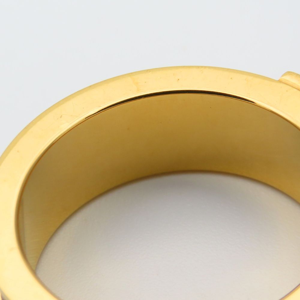 Hermes Scarf Ring Kelly Cadena Motif Metal Leather Gold Brown Plated — view 9