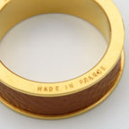 Hermes Scarf Ring Kelly Cadena Motif Metal Leather Gold Brown Plated — view 7