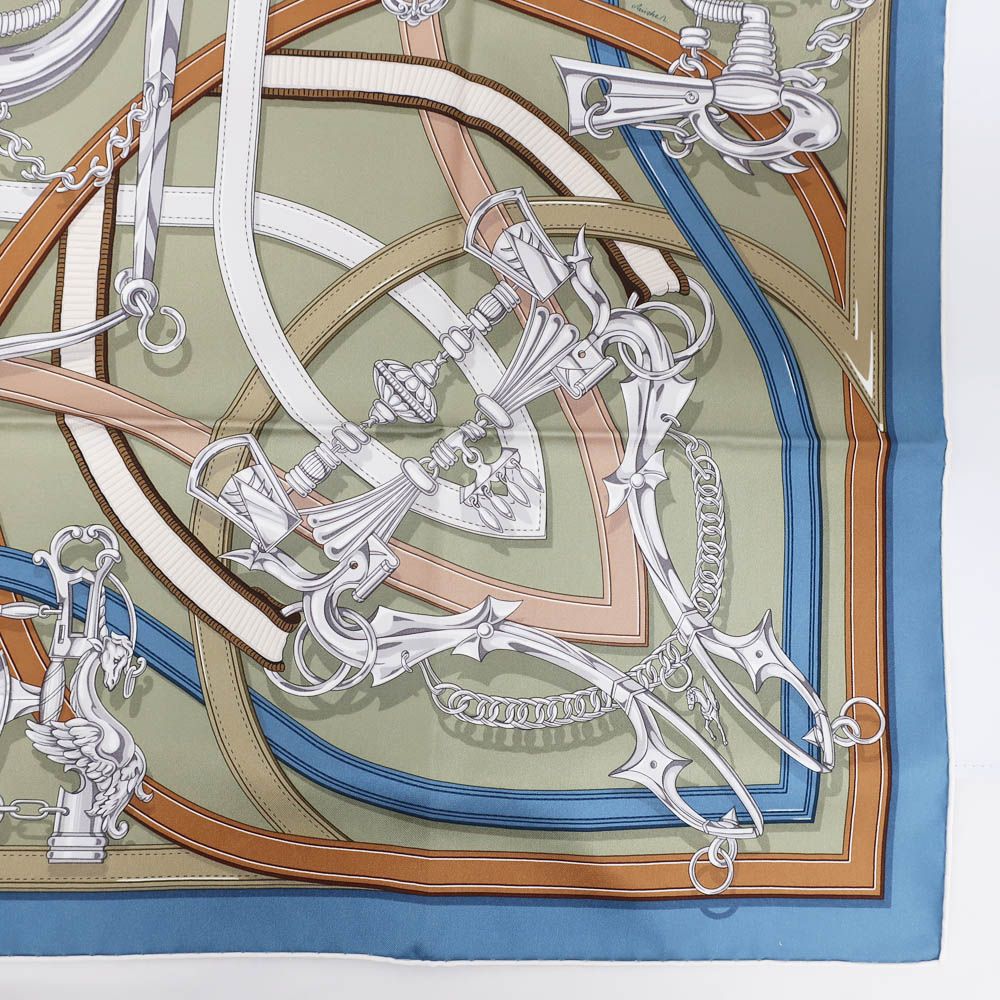 Hermes Carre 90 Legendary Harness Scarf Silk Veil Armand Blue Jean — view 6