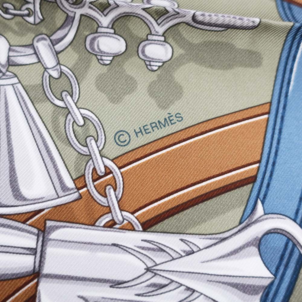 Hermes Carre 90 Legendary Harness Scarf Silk Veil Armand Blue Jean — view 9