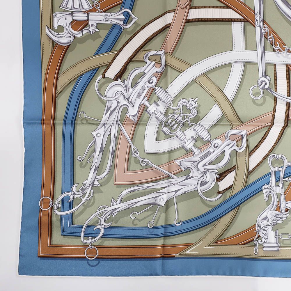 Hermes Carre 90 Legendary Harness Scarf Silk Veil Armand Blue Jean — view 5