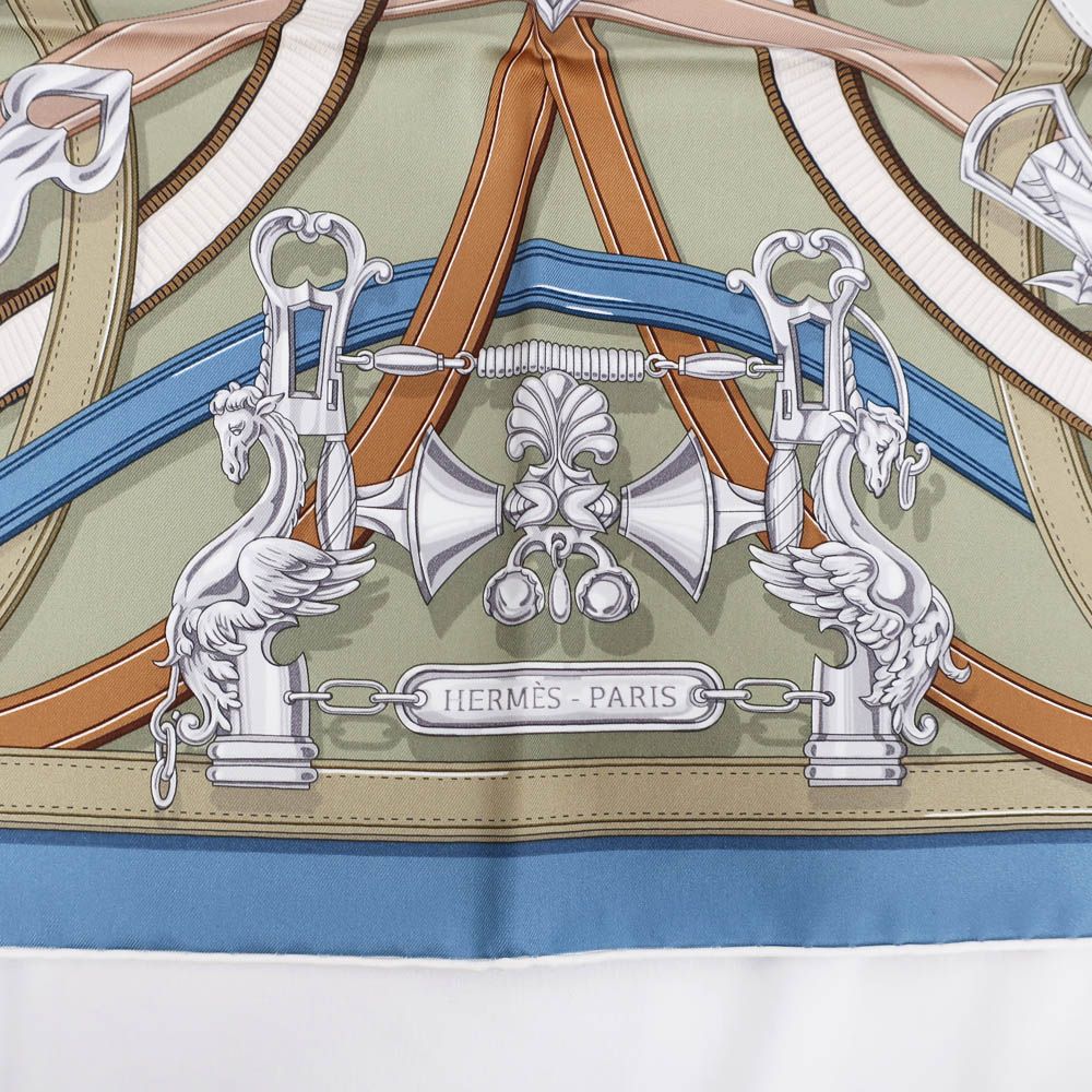 Hermes Carre 90 Legendary Harness Scarf Silk Veil Armand Blue Jean — view 7