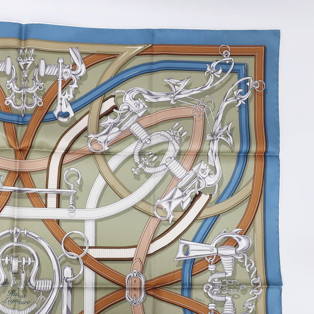 Hermes Carre 90 Legendary Harness Scarf Silk Veil Armand Blue Jean — view 3