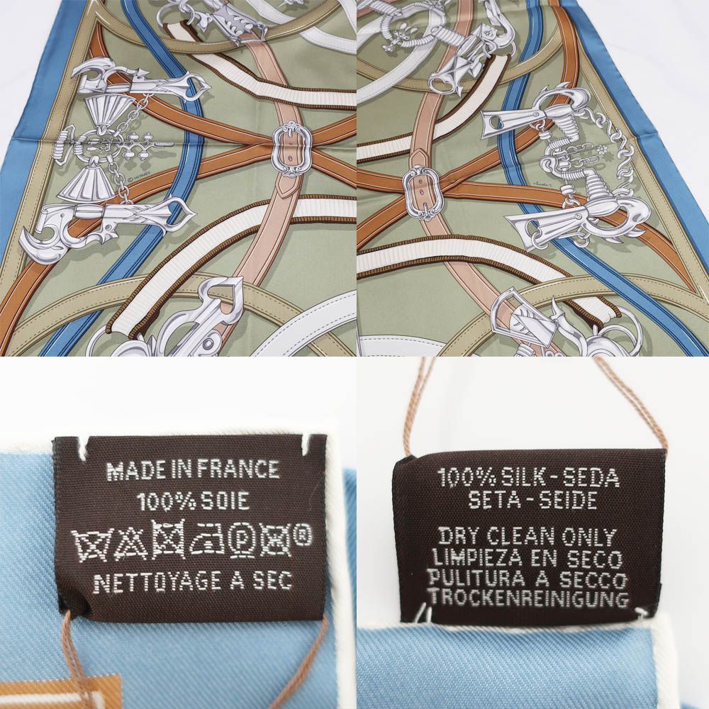 Hermes Carre 90 Legendary Harness Scarf Silk Veil Armand Blue Jean — view 8