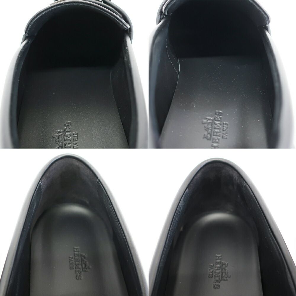 Hermes Moccasins Mind Loafers Kelly Black Calf 42 — view 6