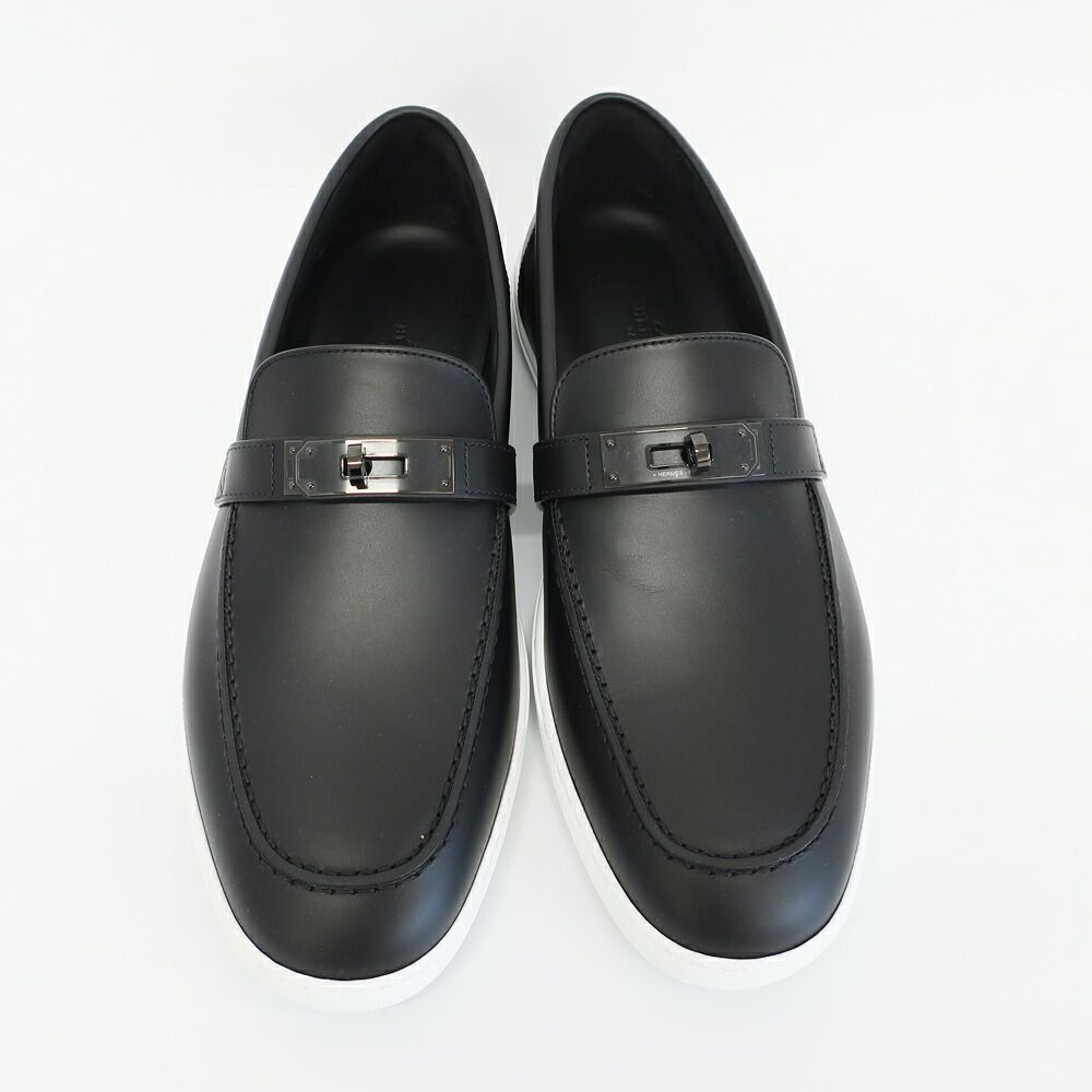 Hermes Moccasins Mind Loafers Kelly Black Calf 42 — view 3