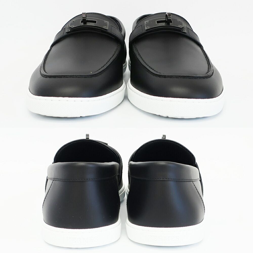 Hermes Moccasins Mind Loafers Kelly Black Calf 42 — view 4