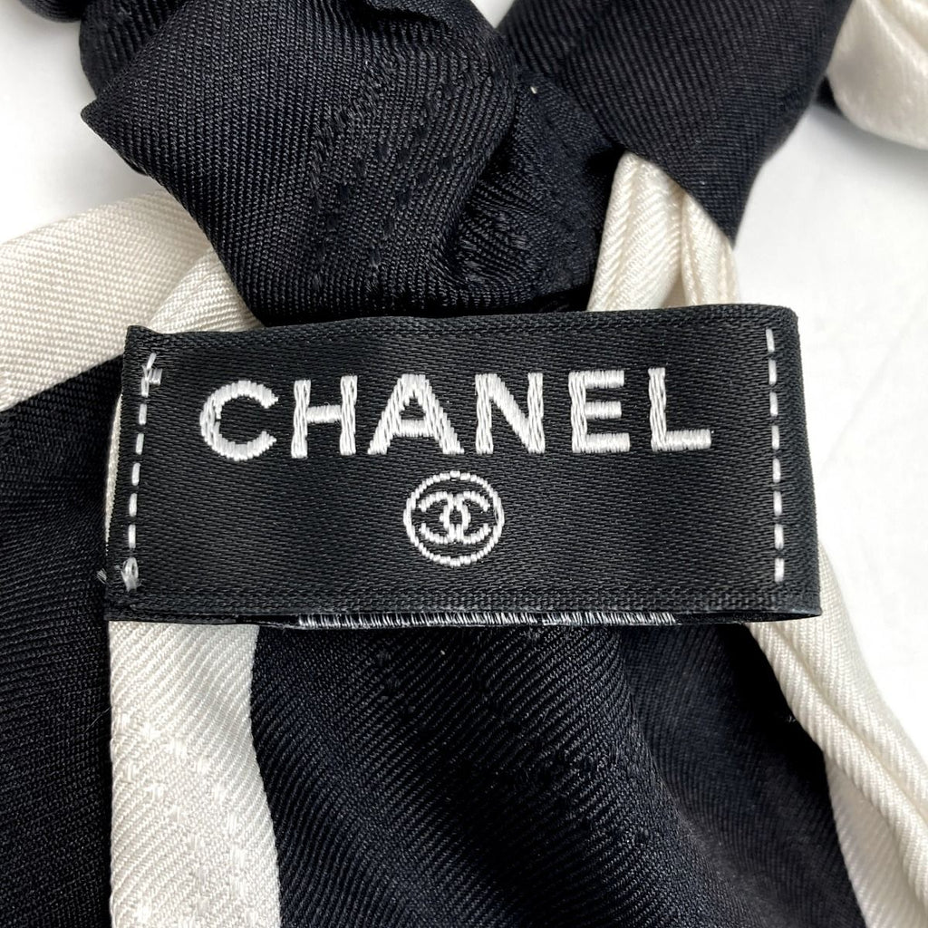 Chanel Ribbon Scrunchie Camellia Black White Silk Hair — view 4