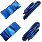 Chanel Trifold Wallet Ribbon Leather Metallic Blue Silver — view 3
