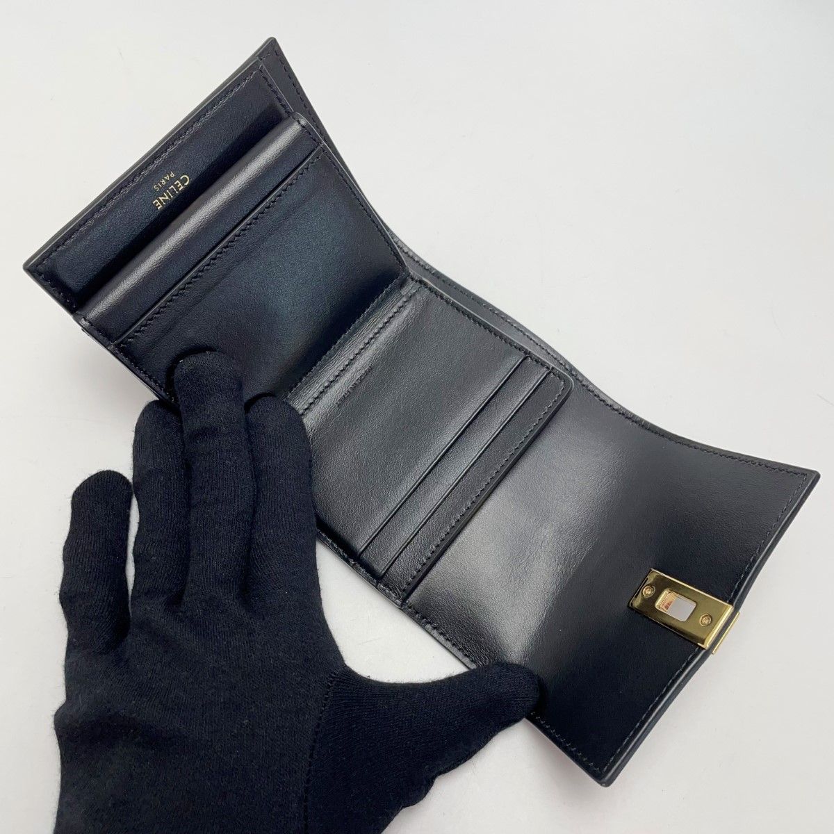 Celine Small Trifold Wallet 16 Seeds Black — view 3