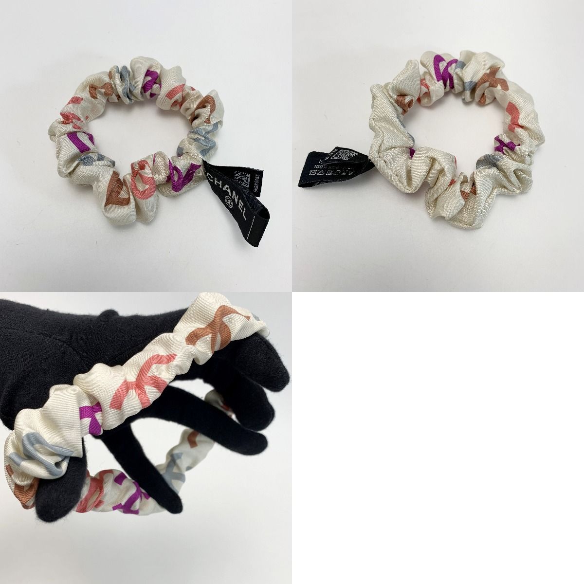 Chanel Scarf Scrunchie Set CC Logo Multicolor Silk — view 6