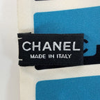 Chanel Headband Thin Scarf Twilly White Blue Silk — view 5