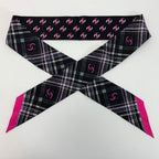 Chanel Headband Thin Scarf Twilly Black Pink Silk — view 3