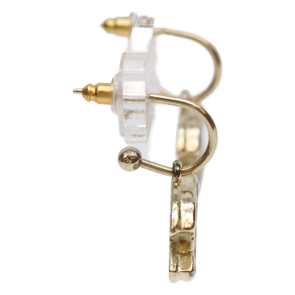 Chanel Gold Red Comic Mark Hoop Earrings — view 4