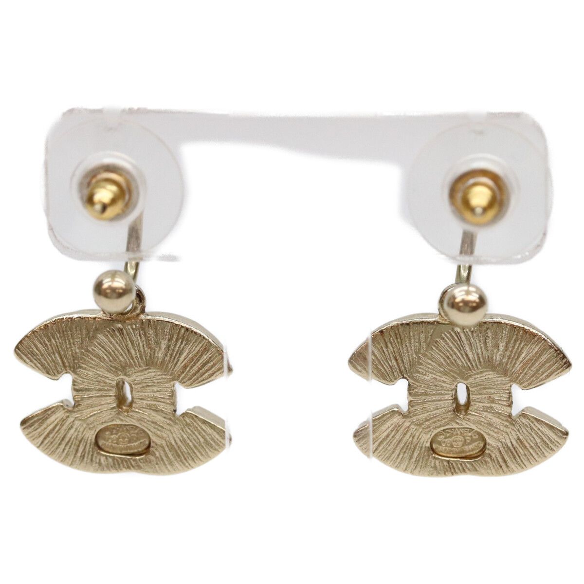 Chanel Gold Red Comic Mark Hoop Earrings — view 3