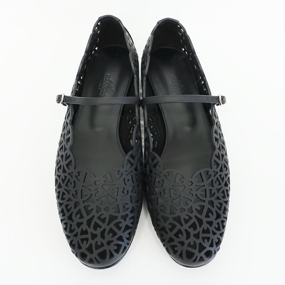 Hermes Ballet Shoes Meri Chaine D'ancre Black Calf 38.5 — view 3
