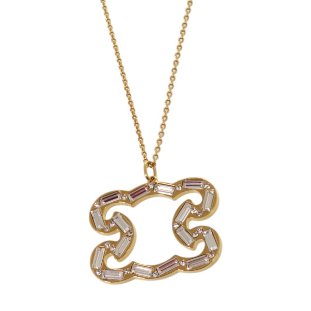 Celine Triomphe Sparkle Metal Rhinestone Gold Necklace — view 4