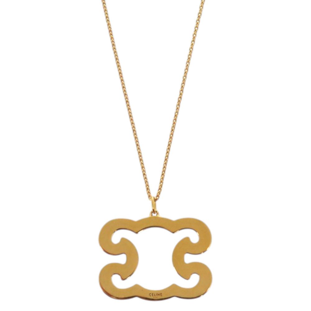 Celine Triomphe Sparkle Metal Rhinestone Gold Necklace — view 3