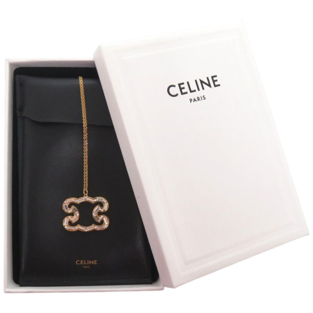 Celine Triomphe Sparkle Metal Rhinestone Gold Necklace — view 2