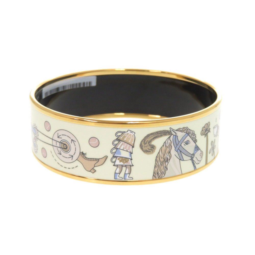 Hermes Enamel GM Tea for Two Metal Multicolor Bangle Bracelet — view 4