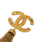 Chanel Lava CC Logo Fringe Brooch Metal Gold — view 5