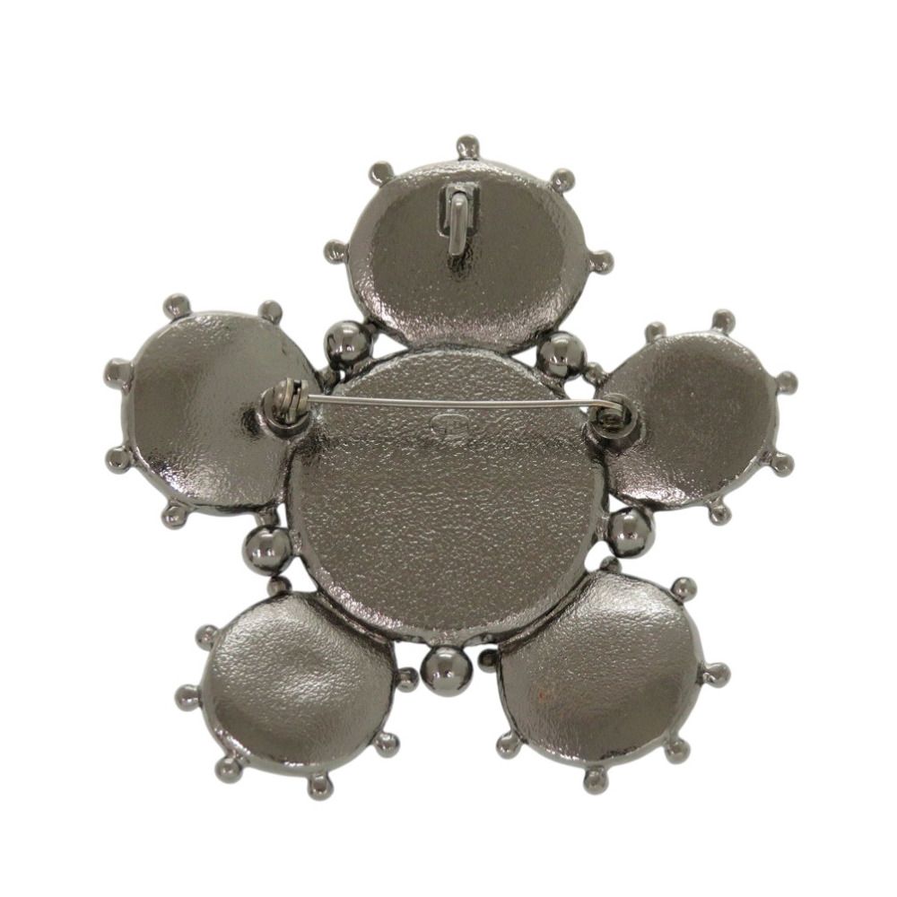 Chanel CC Logo Metal Black Silver Brooch — view 2