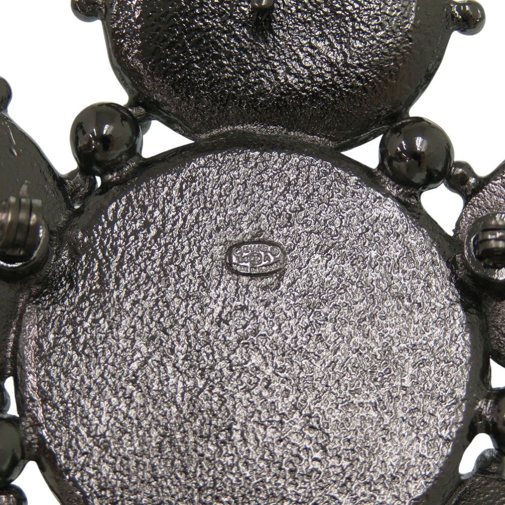 Chanel CC Logo Metal Black Silver Brooch — view 6