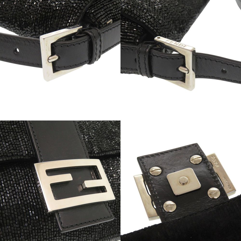 Fendi Mamma Bucket Beads Leather Black Handbag — view 8