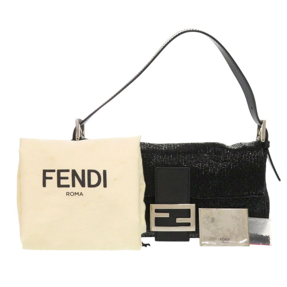 Fendi Mamma Bucket Beads Leather Black Handbag — view 2