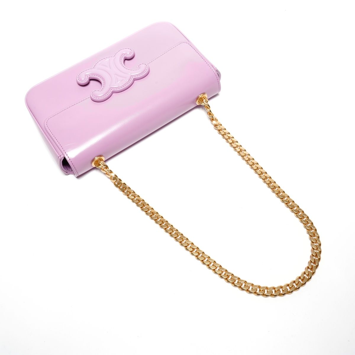 Celine Shoulder Bag Triomphe Chain Shiny Calfskin — view 8