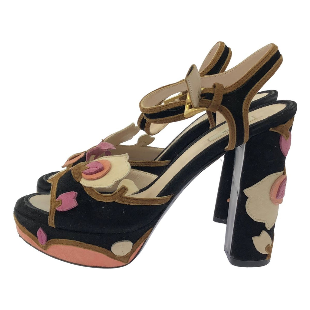 Prada Flower Sandal Suede Black — view 2