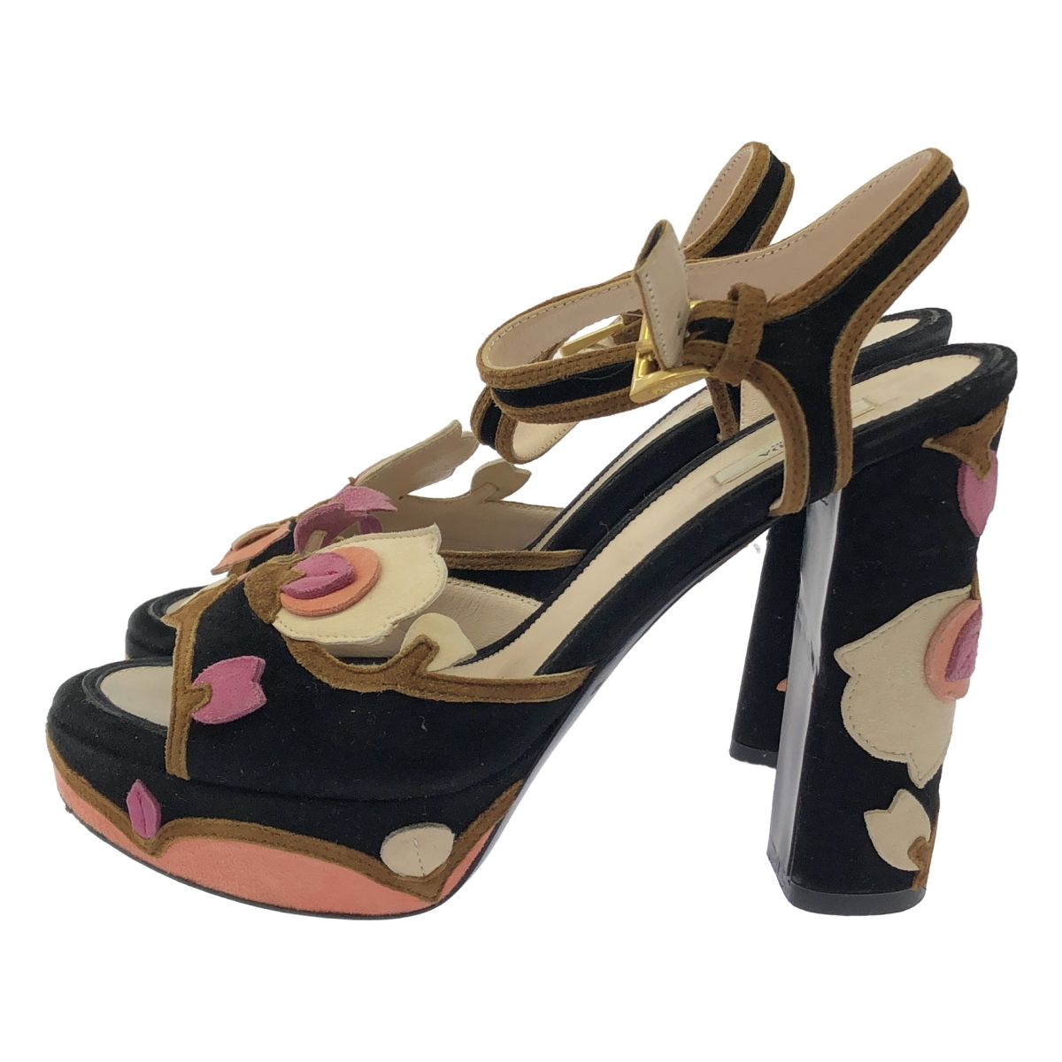 Prada Flower Sandal Suede Black — view 2