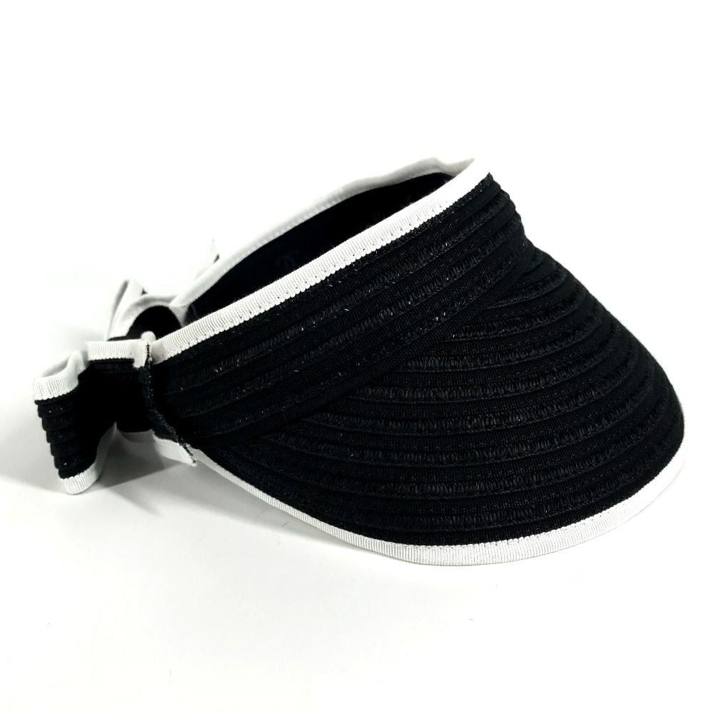 Chanel Sun Visor CC Logo Ribbon Black White — view 4