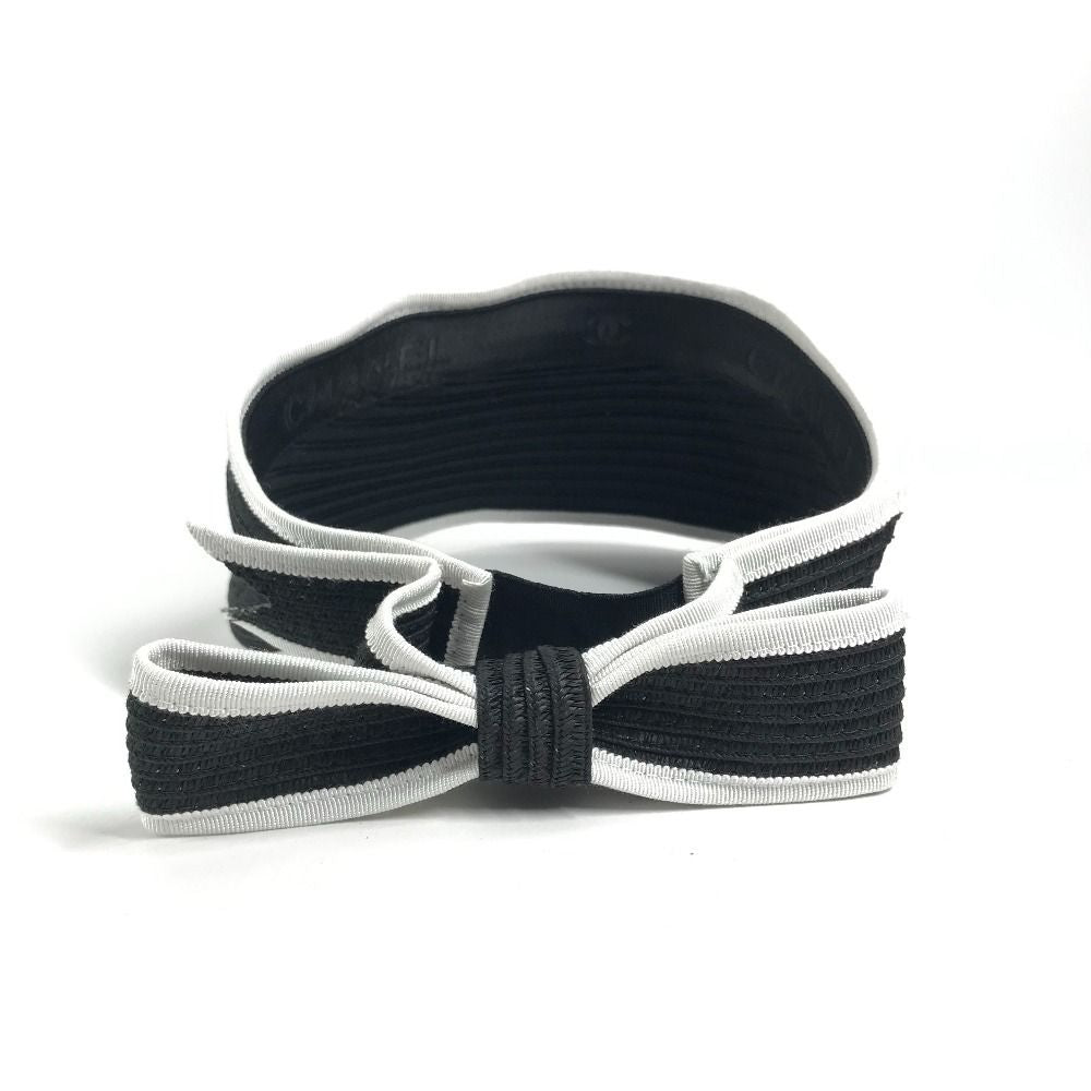 Chanel Sun Visor CC Logo Ribbon Black White — view 5