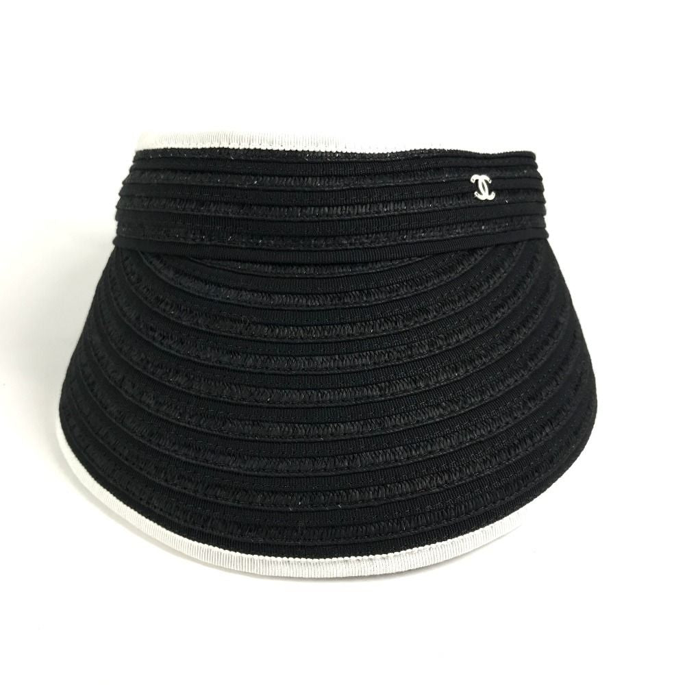 Chanel Sun Visor CC Logo Ribbon Black White — view 2