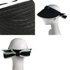 Chanel Sun Visor CC Logo Ribbon Black White — view 9