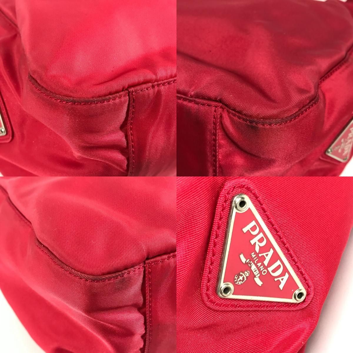 Prada Shoulder Bag Plastic Handle Nylon Red — view 7