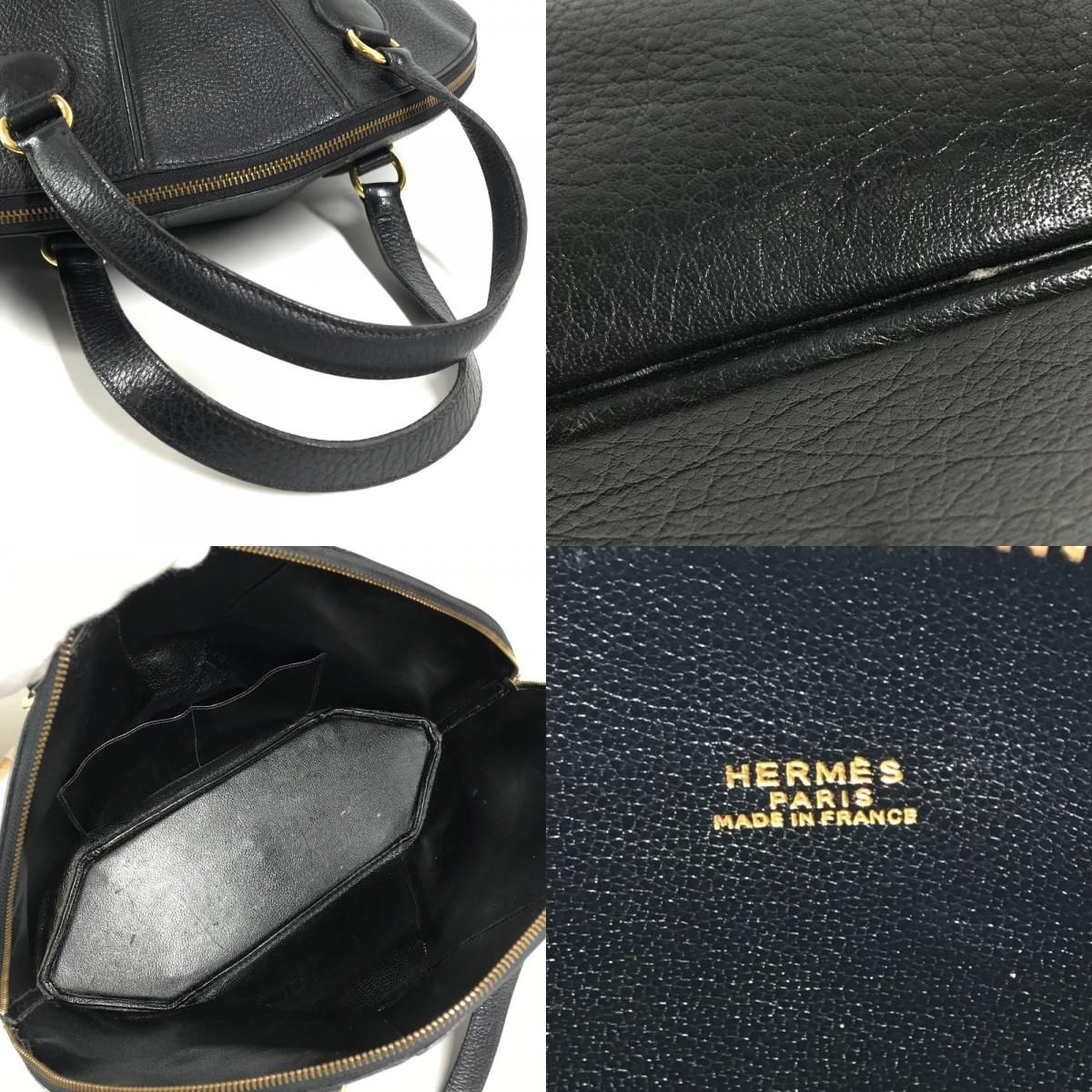 Hermes Handbag Ile de Veau Leather Black — view 8