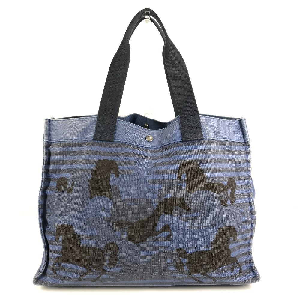 Hermes Shoulder Bag Chevoin Cotton Blue Black — view 2