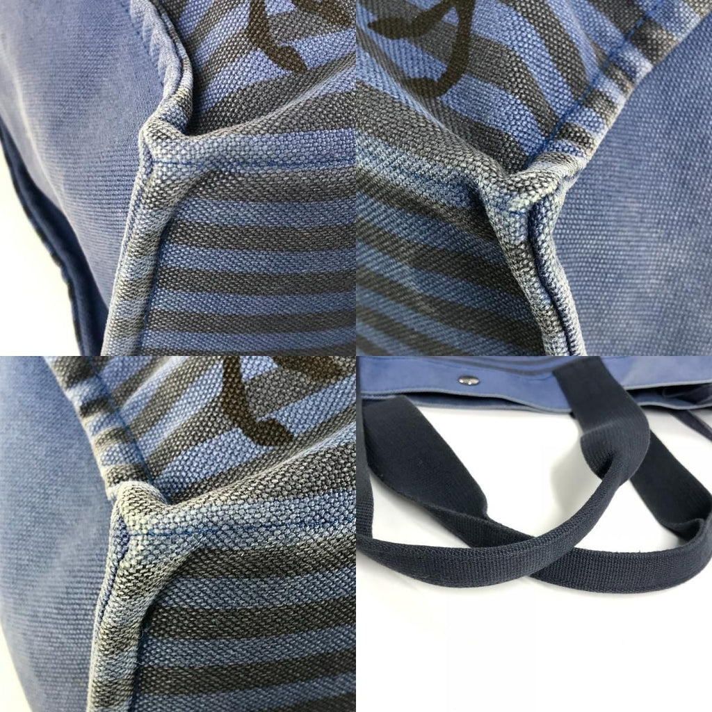 Hermes Shoulder Bag Chevoin Cotton Blue Black — view 7