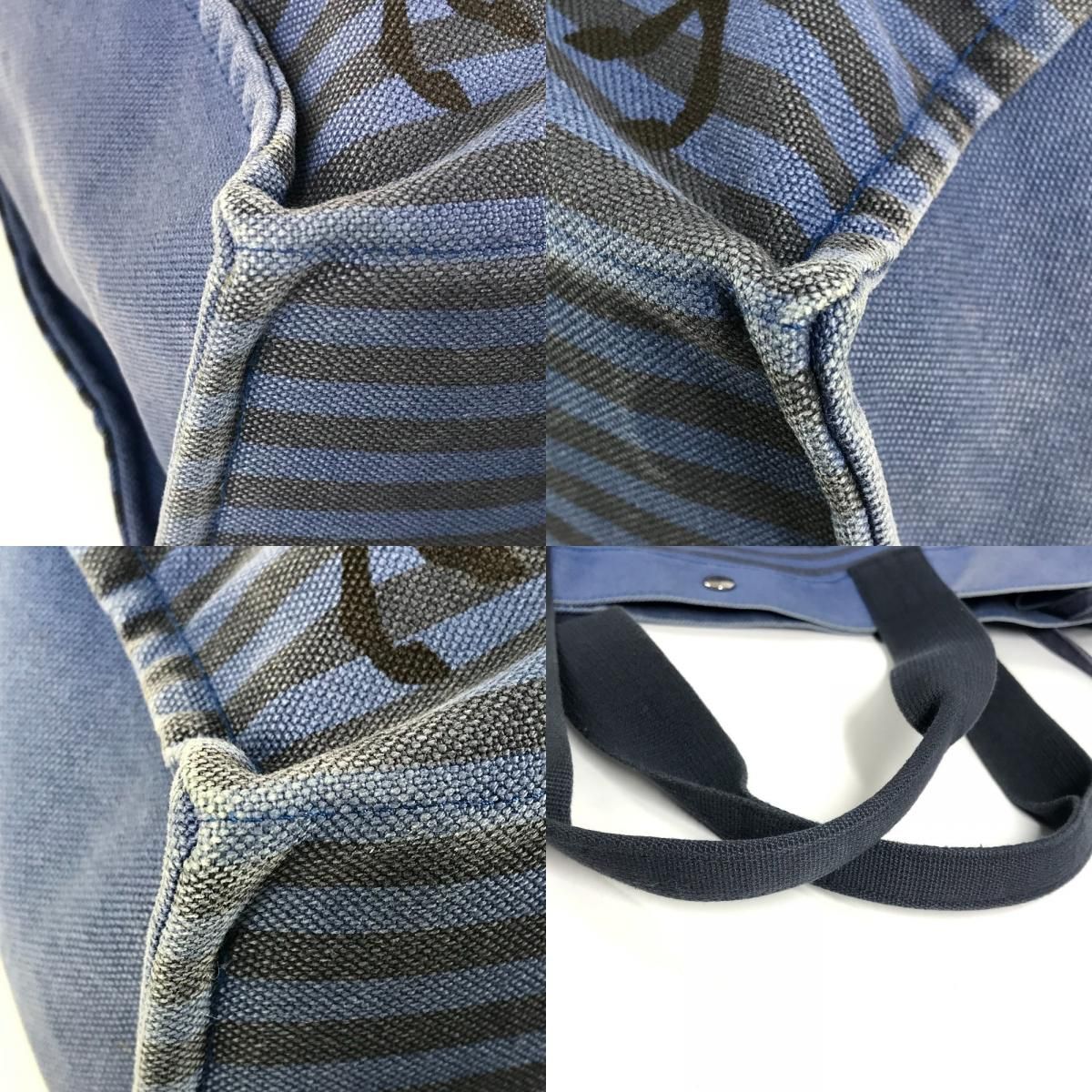 Hermes Shoulder Bag Chevoin Cotton Blue Black — view 7