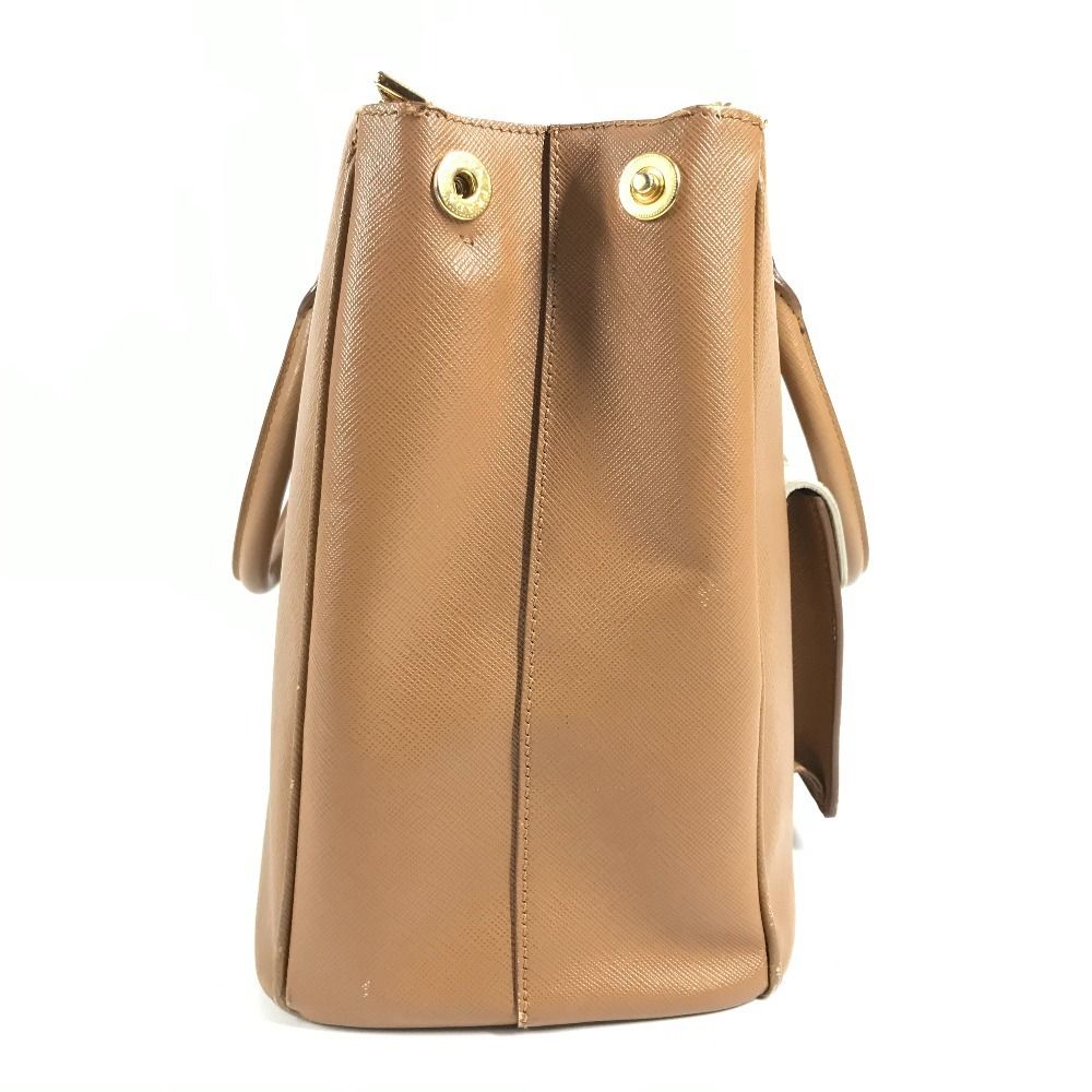 Prada Handbag Triangle Logo Saffiano Leather Brown — view 3