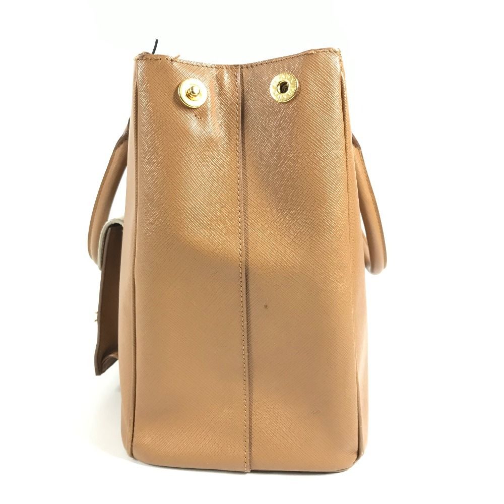 Prada Handbag Triangle Logo Saffiano Leather Brown — view 4