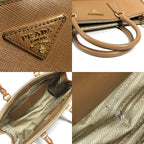 Prada Handbag Triangle Logo Saffiano Leather Brown — view 8